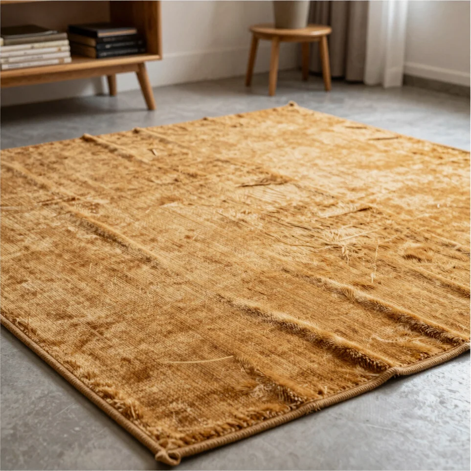 Conjunto de piezas de fieltro en tonos ocre y marrón sobre una al